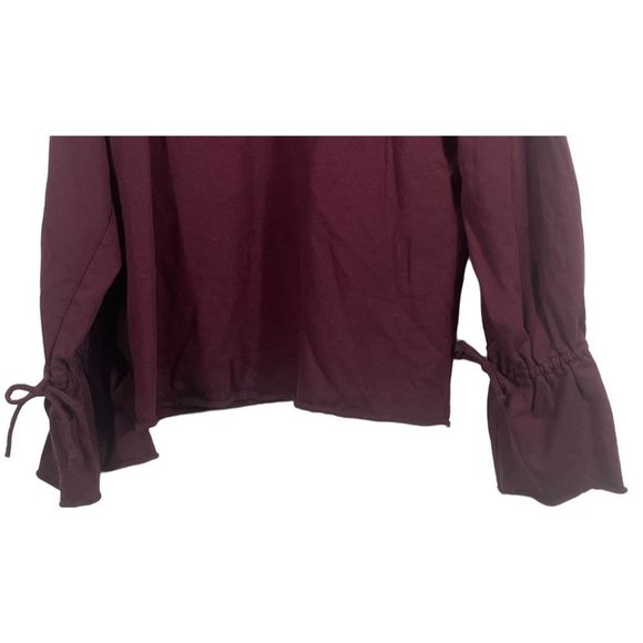 𝅺ZARA Trafuluc women's burgundy cropped sweatshirt top size Medium long sleeve - Picture 3 of 9